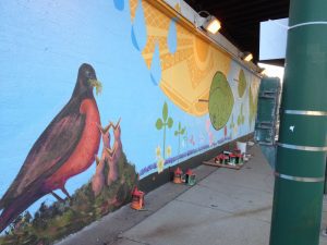 Bird and flowers wall painting