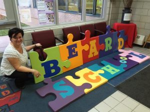 Beard School displayed on text mats