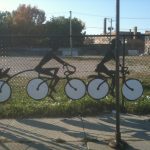 A bicycle fence mural