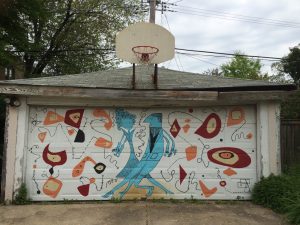 A painted garage door