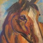 A brown horse painting