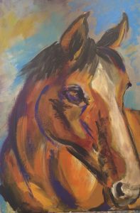 A brown horse painting