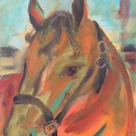 A brown horse oil painting