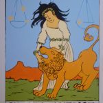 A woman and lion painting