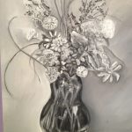 Black and white painting of flowers