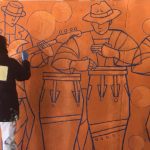 Man playing drums wall painting