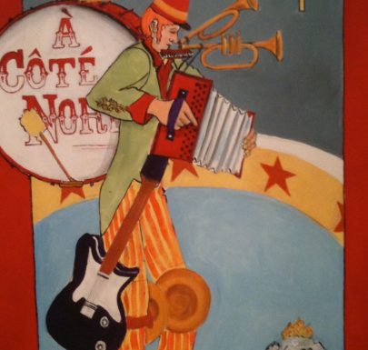 Man playing musical instrument painting