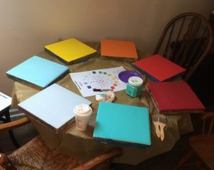 Colorful books on a table