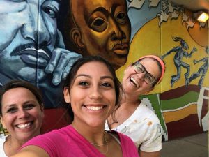 Three women taking a selfie