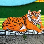A wall painting of a tiger