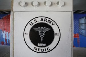 US Army Medic logo on a pillar