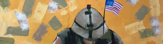 A wall painting of a soldier