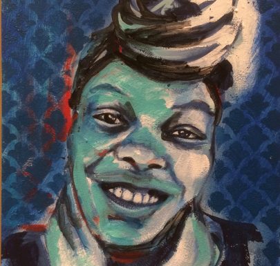 A woman’s face wall painting