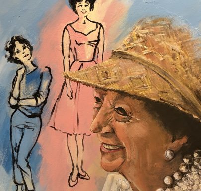 Woman painting on a wall