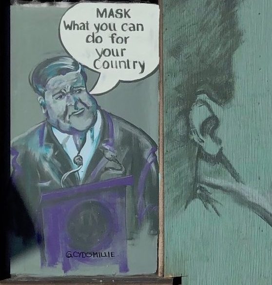 A man painted on a wall