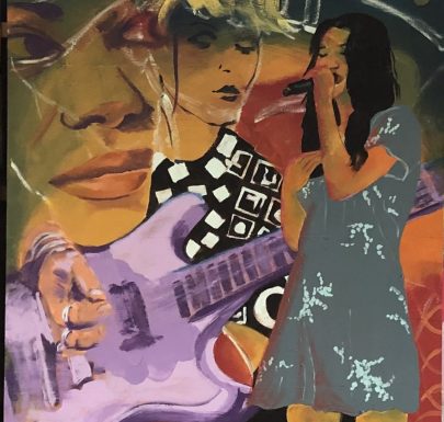 Painting of a woman singing and a guitar
