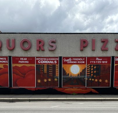 Storefront with "Liquors Pizza" signage.